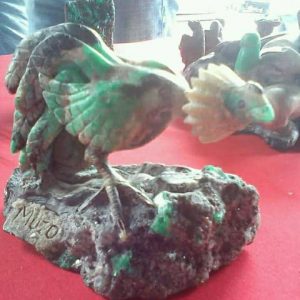 Gallo de pelea en formación de esmeralda